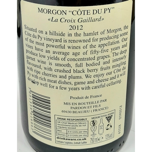 60 - 6 Bottles of Morgon Cote Du Py Domaine Pardon et Fils 2012 Cru Beaujolais.