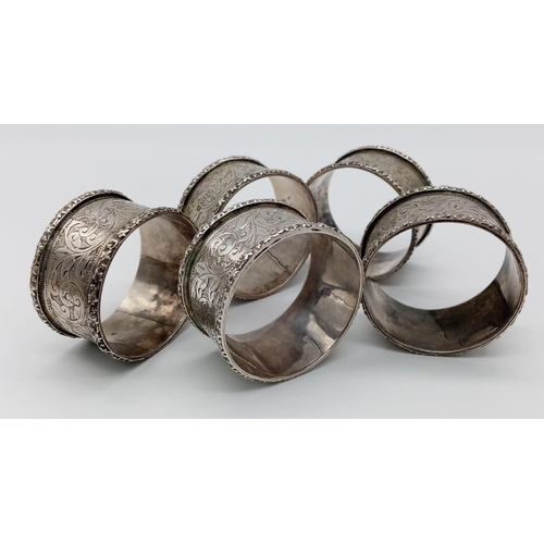 621 - 5 X SILVER ANTIQUE VINTAGE HALLMARKED NAPKIN RINGS 117.5G. HALLMARKED BIRMINGHAM 1901
ref: AZ 5001