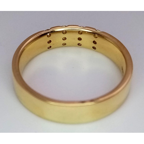 65 - 18K Yellow gold Diamond Set (5mm width) Band Ring. 5.7g. Size N. (dia 0.18ct). Ref: SH3533H