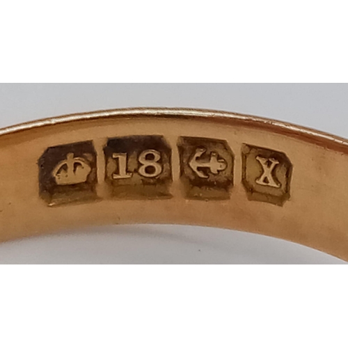 76 - An 18K Yellow Gold Antique Shield Shaped Signet Ring, Hallmarked Birmingham, 1922. Size R/S, 5.7g we... 