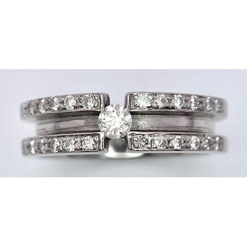 99 - 18K WHITE GOLD DIAMOND SET BAND RING, 0.35CT.
WEIGHT: 6.6G 
SIZE N

SC 5027