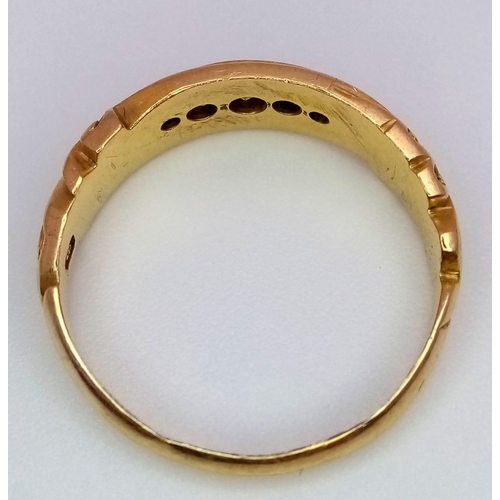 233 - A 18K YELLOW GOLD ANTIQUE DIAMOND RING HALLMARKED BIRMINGHAM 1898 2.7G SIZE K
ref: SC 5050