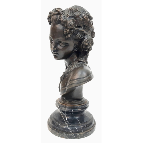 317 - Antique Bronze Bust of a Roman Woman on a solid Marble base. This bust is truly majestic. Standing 4... 