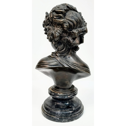 317 - Antique Bronze Bust of a Roman Woman on a solid Marble base. This bust is truly majestic. Standing 4... 