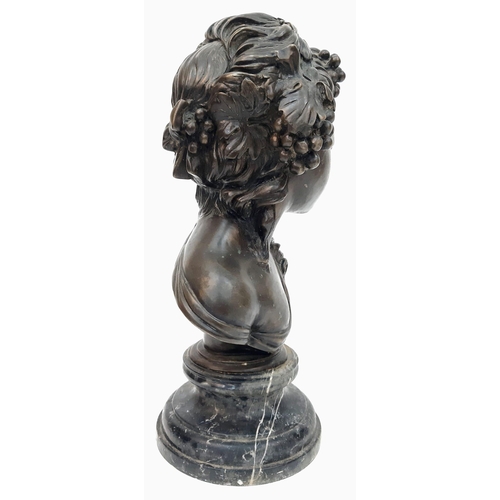 317 - Antique Bronze Bust of a Roman Woman on a solid Marble base. This bust is truly majestic. Standing 4... 