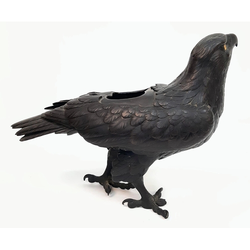 338 - Antique Bronze Hawk Statue. This impressive figure is wonderfully detailed, from the feathers, to th... 