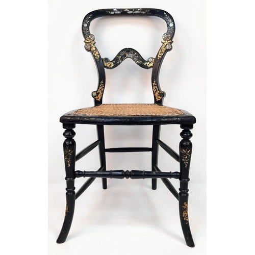 37 - AN EXQUISITE ORIGINAL CIRCA 1815 REGENCY EBONISED GOLD LEAF PAINTED AND MOTHER OF PEARL INLAID OCCAS... 