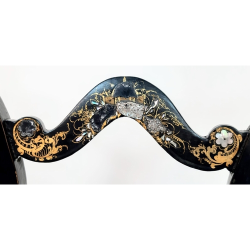 37 - AN EXQUISITE ORIGINAL CIRCA 1815 REGENCY EBONISED GOLD LEAF PAINTED AND MOTHER OF PEARL INLAID OCCAS... 