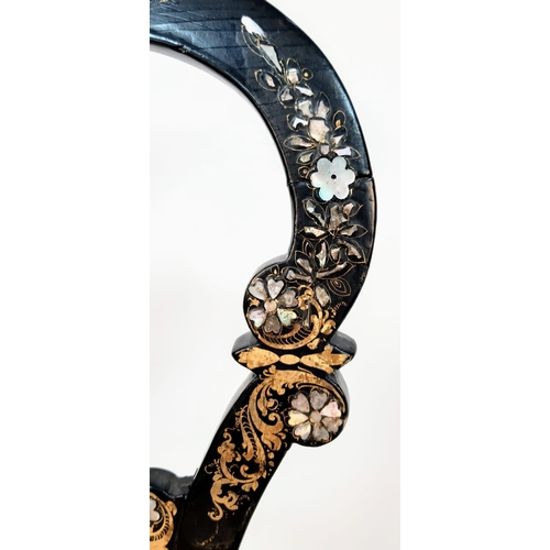 37 - AN EXQUISITE ORIGINAL CIRCA 1815 REGENCY EBONISED GOLD LEAF PAINTED AND MOTHER OF PEARL INLAID OCCAS... 