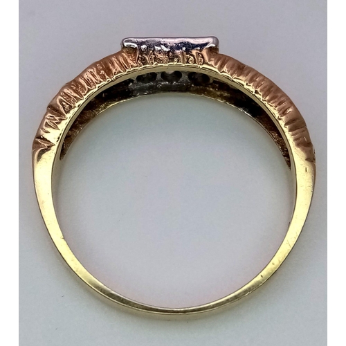 590 - A 9K Yellow Gold Stone Set Ring. Size K/J, 2.2g total weight.