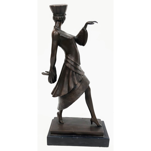 603 - A Bronze figure of an Art Deco Dancer on a rectangular marble base, signed with P.Philippe.
The deta... 