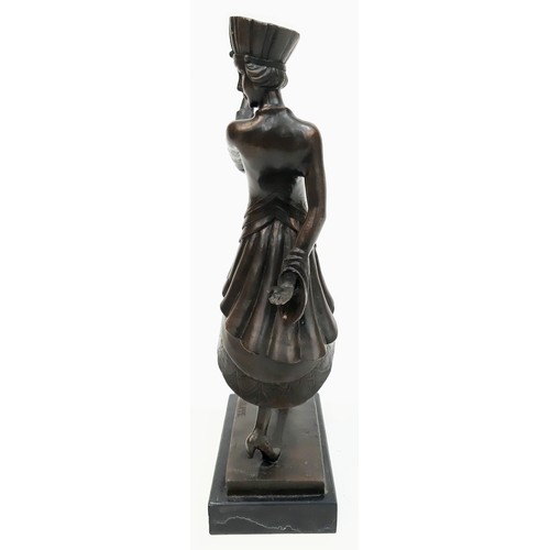 603 - A Bronze figure of an Art Deco Dancer on a rectangular marble base, signed with P.Philippe.
The deta... 