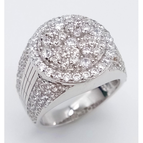 744 - A Silver Dress Ring Set with CZ Stones. Size K. 6.85g total weight. Ref: 7195