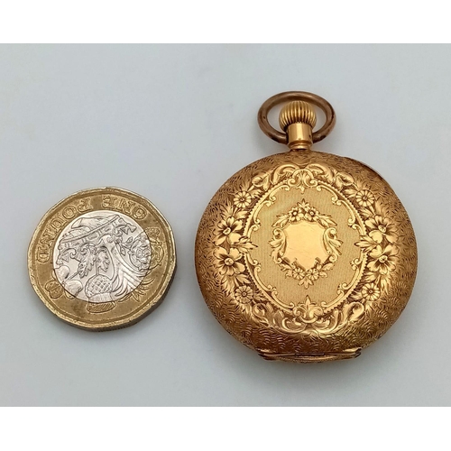 2 - AN ORNATELY DECORATED 18K GOLD LADIES DUAL LEVER POCKET WATCH CIRCA 1930'S IN FULL WORKING ORDER AND... 