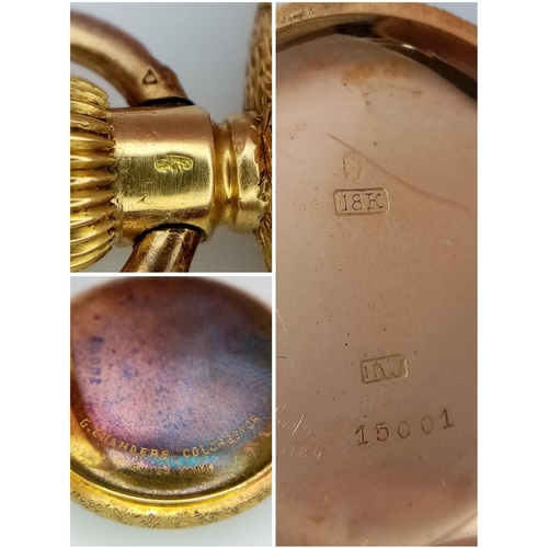 2 - AN ORNATELY DECORATED 18K GOLD LADIES DUAL LEVER POCKET WATCH CIRCA 1930'S IN FULL WORKING ORDER AND... 