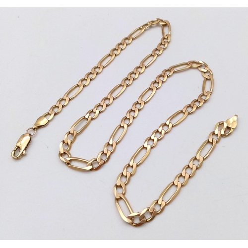 23 - A 9K GOLD FIGARO LINK NECK CHAIN .   11.3gms