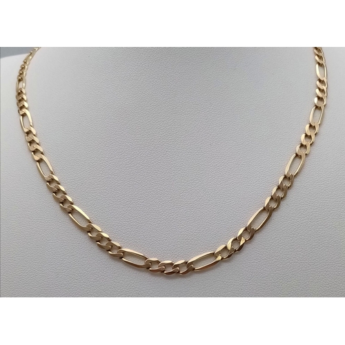 23 - A 9K GOLD FIGARO LINK NECK CHAIN .   11.3gms