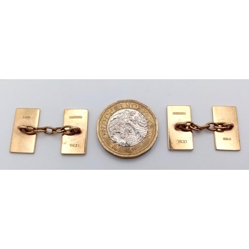 282 - A 9 K yellow gold pair of ROLLS ROYCE cufflinks.  Weight: 9.6 g.