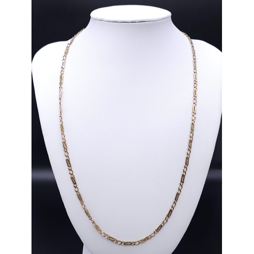 292 - A 55cms 9K ROSE GOLD FIGARO LINK NECK CHAIN .   10.5gms