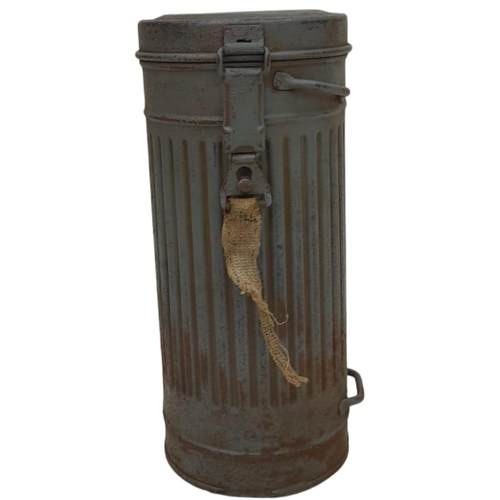 411 - Rare WW2 German Kriegsmarine Gas Mask Canister. Named to a Sailor who was aboard the SMS Schlesien. ... 