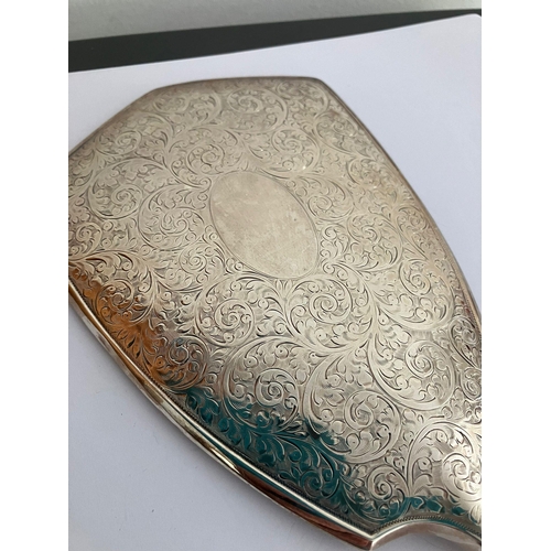 435 - Vintage SILVER Hand held dressing mirror. Beautifully decorated with scroll and floral design. Clear... 