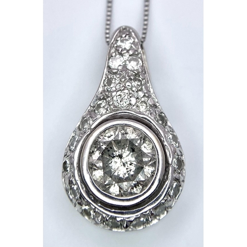 463 - A 14K WHITE GOLD DIAMOND PENDANT ON A 40cm 14k 
 .   6.1gms GOLD CHAIN