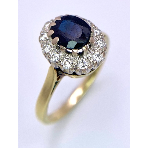 554 - 18K YELLOW GOLD DIAMOND & SAPPHIRE CLUSTER RING.
WEIGHT: 4.3G
SIZE L

SC 5024