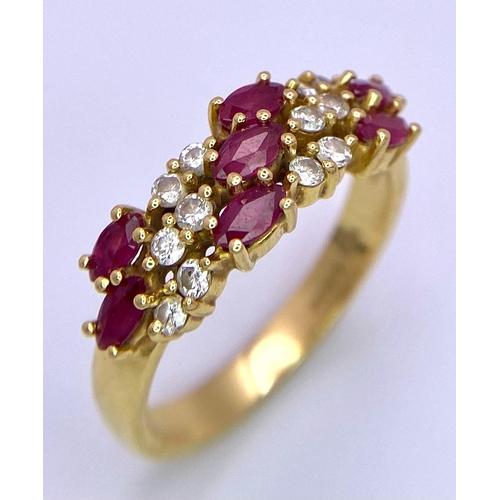 561 - 18K YELLOW GOLD DIAMOND & RUBY RING, 0.20CT DIA & 0.50CT RUBIES.
WEIGHT: 4G 
SIZE M

SC 5032