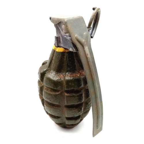 587 - INERT WW2 US Pineapple Grenade. Original body with Dummy Sprung Fuze. UK Mainland Sales Only