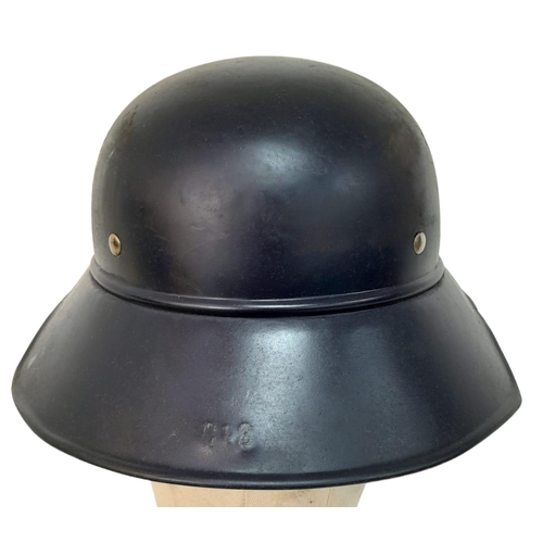 596 - WW2 German 1938 Dated Luftshutz (Air Raid Police) Gladiator Style Helmet and Liner.