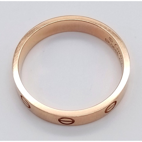 611 - A CARTIER 18K ROSE GOLD SCREW RING .    5gms   size U