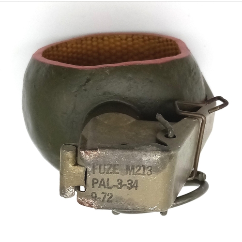 726 - INERT Cutaway Vietnam Era US M-67 “Baseball” Grenade. The theory was that most American boys could t... 