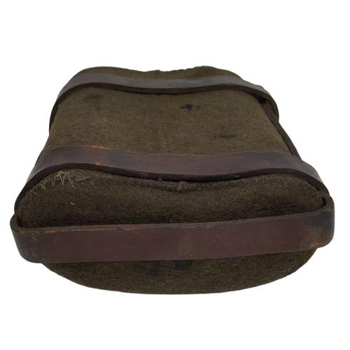 929 - WW1 British Water Bottle in 1903 Pattern Cavalry Leather Pannier.