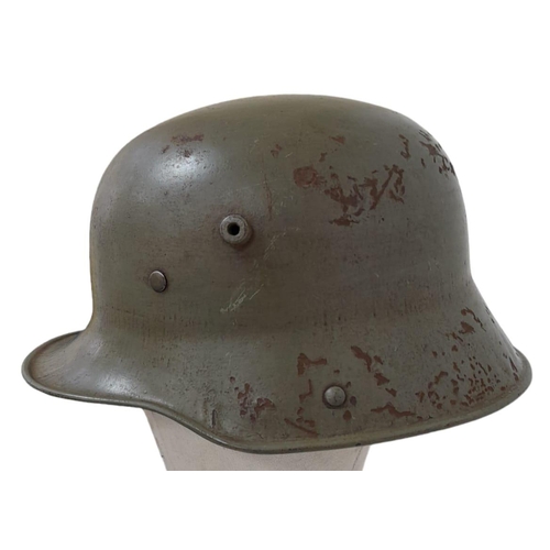 130 - WW1 German M17 Helmet with original Apple Green Paint. Stamped ET-66 for size 66 from the factory Ei... 