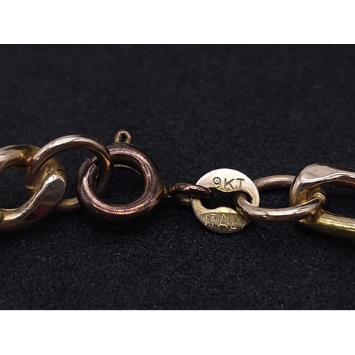 170 - AN 18cms 9K GOLD FIGARO LINK BRACELET .  4.3gms  (has had a replacement catch)