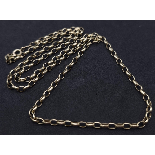 285 - A 60cms 9K GOLD BELCHER LINK NECK CHAIN .  10.4gms