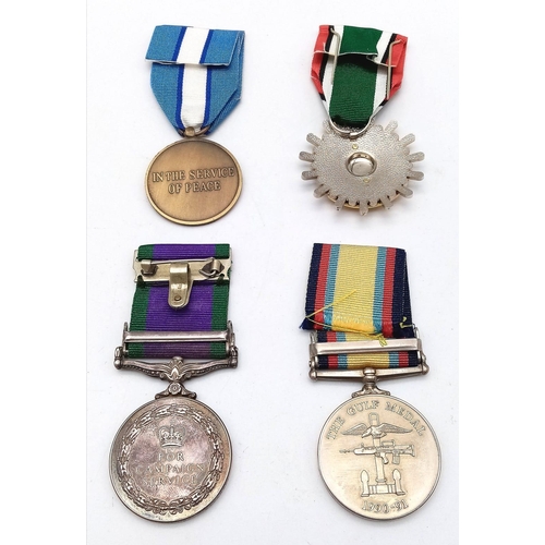 151 - Gulf War Medal, General Service Medal, UN Cyprus Medal and the Saudi “Liberation of Kuwait” Medal in... 