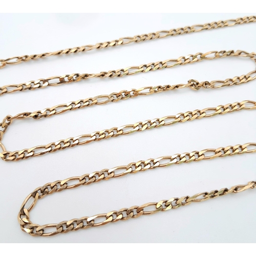 163 - A 65cms 9K ROSE GOLD FIGARO LINK NECK CHAIN .  15.2gms