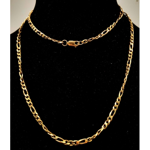 163 - A 65cms 9K ROSE GOLD FIGARO LINK NECK CHAIN .  15.2gms