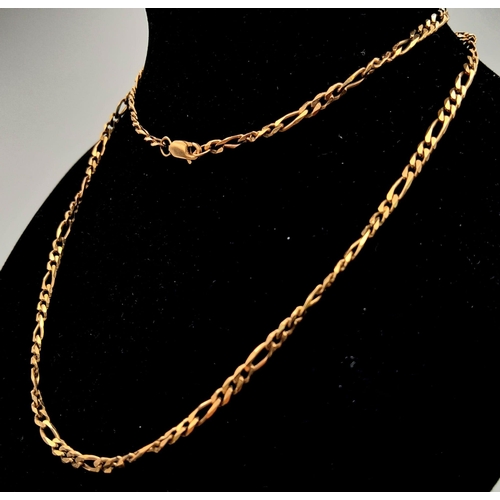 163 - A 65cms 9K ROSE GOLD FIGARO LINK NECK CHAIN .  15.2gms