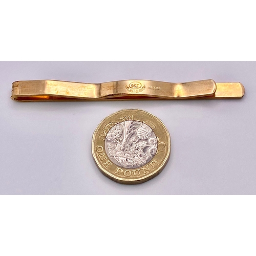 191 - A VINTAGE 9K GOLD BACK AND FRONT TIE CLIP .   7.1gms