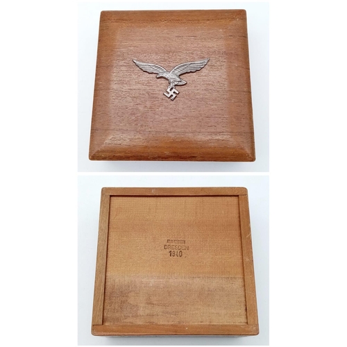 425 - 3rd Reich Desk Top Cigarette Box Dated 1940, Adorned with a Luftwaffe Eagle.