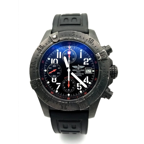 57 - A Breitling Limited Edition (740/2000) Automatic Chronograph Gents Watch. Black rubber strap. Stainl... 