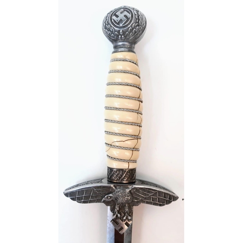 68 - 3rd Reich 2nd Pattern Luftwaffe Officers Dagger. Produced by wMw Waffen Circa 1937. There is a crack... 