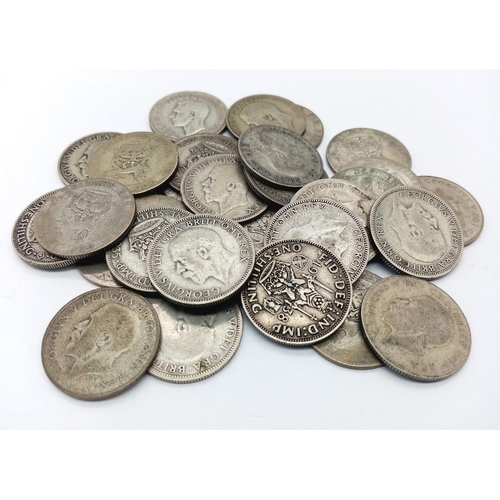 739 - A Parcel of 30 British Silver Pre-1947 Shilling. Dates 1921-1946. 
Gross weight 162.77 Grams.