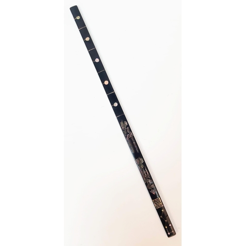 815 - A wonderful Antique Bamboo Ruler. Beautifully inlaid with Mother of Pearl on both sides. 
Rare item.... 