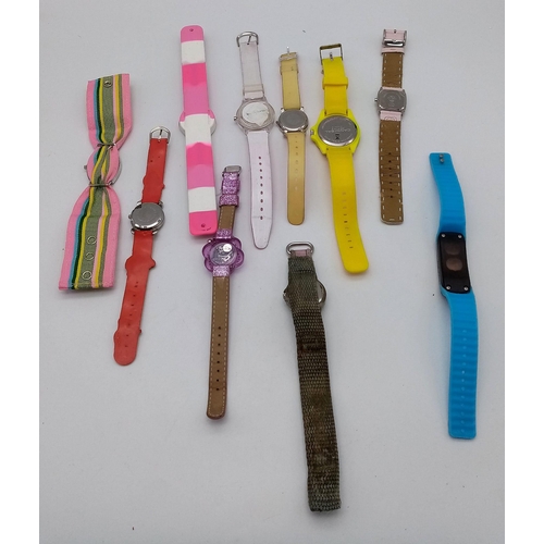 888 - SELECTION OF 10 STRAP WATCHES TO INCLUDE HELLO KITTY, SEKONDA & CANNIBAL ACTIVE TO NAME A FEW A/F
re... 