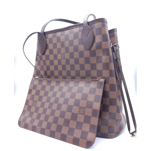 101 - Louis Vuitton Neverfull Tote Bag with matching Pouch.
Both items are in the chequered LV pattern, wi... 