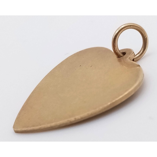 1306 - A 9CT gold heart pendant/charm. Total weight 2.7G.