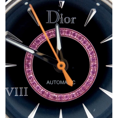 171 - A Christian Dior VIII Automatic Ladies Watch. Black ceramic bracelet and case - 34mm. Black dial wit... 